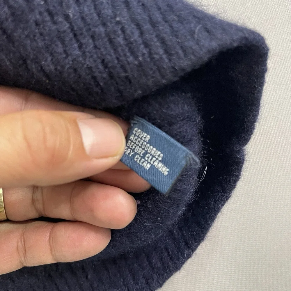 VTG Polo Ralph Lauren Sweater Womens XL Navy 1/4 Zip Wool Cashmere Knit